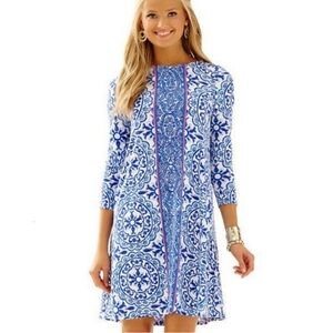 Lilly Pulitzer Ophelia Swing Dress Resort Blue White Pooling Around Size Medium
